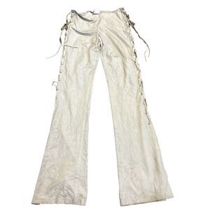Vintage 90s Rare #73856 Frederick’s Hollywood Beige 2 Lace Pants 33" inseam USA